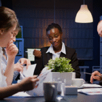 Focused entrepreneur planning a growth mindset strategy for long-term business success.