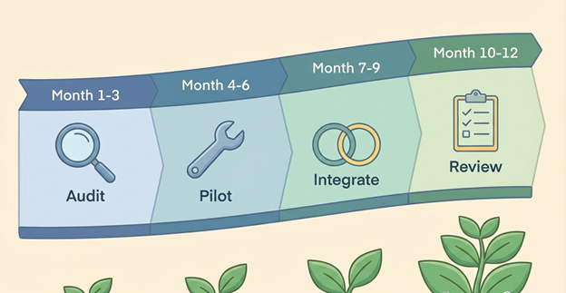 Four-phase roadmap for implementing an AI productivity stack