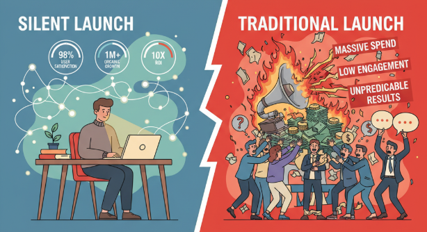 Silent launch vs traditional launch: how to launch B2B SaaS without funding and conserve budget