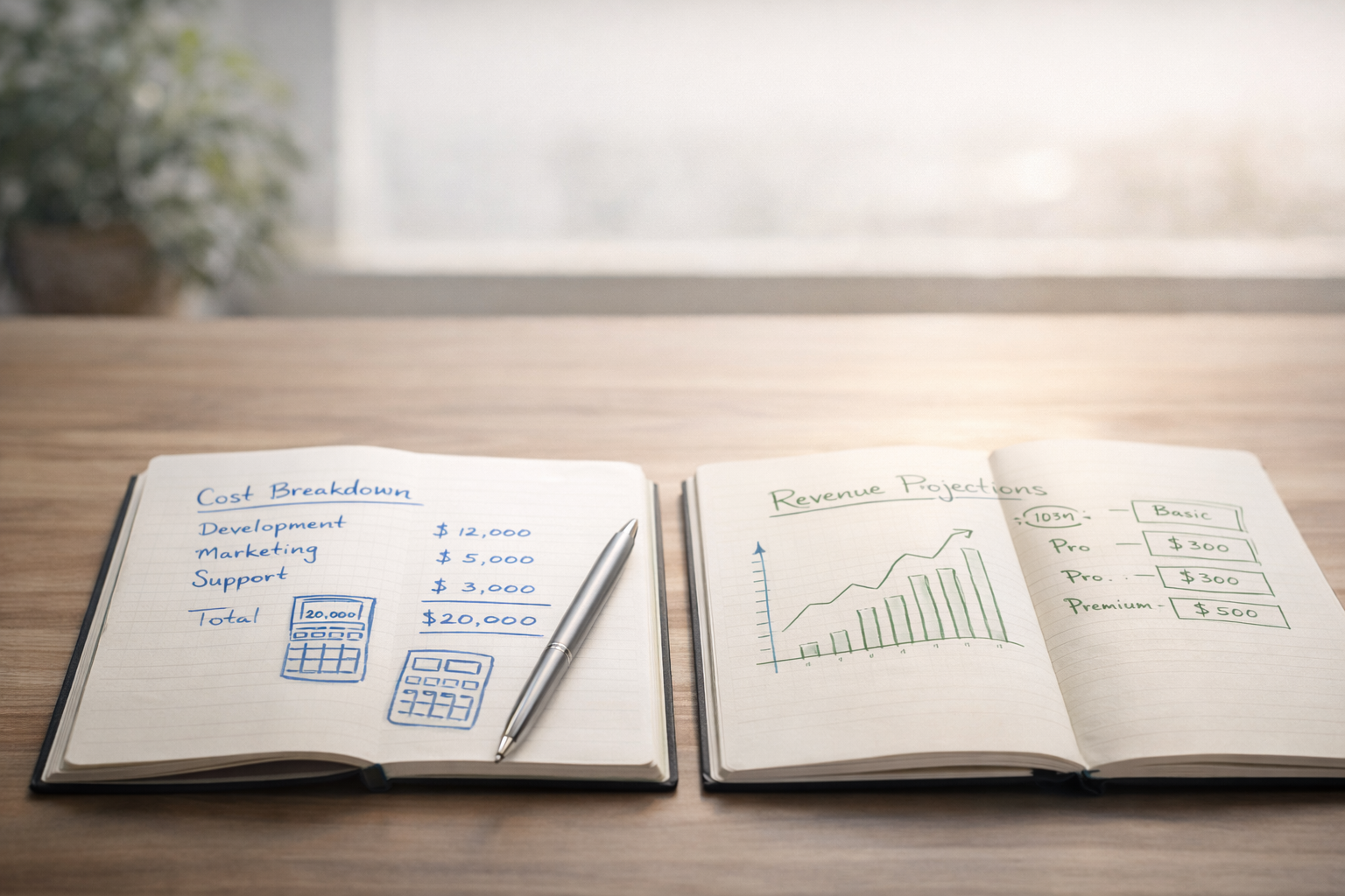Cost to pricing bridge concept showing connection between expenses and revenue