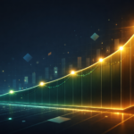 Alt text: Financial forecasting for startups visualized through a modern 3D holographic dashboard with upward trending charts and glowing data points, representing future growth projections and data-driven decision making for founders.